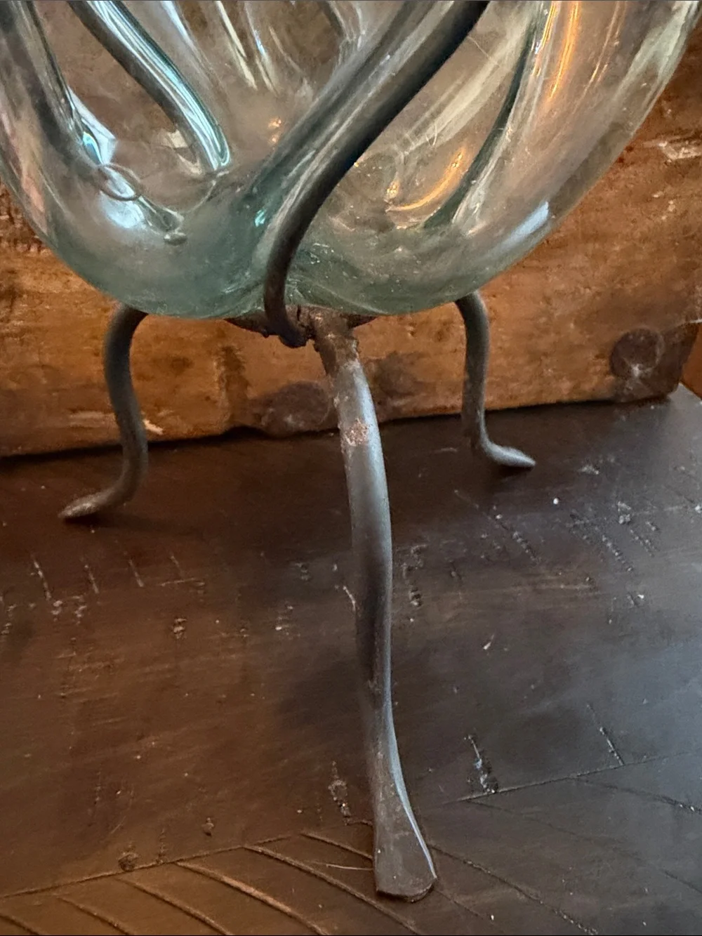 Encased Caged Wrought Iron Recycled glass vase or candle holder Vintage - Picture 6 of 11